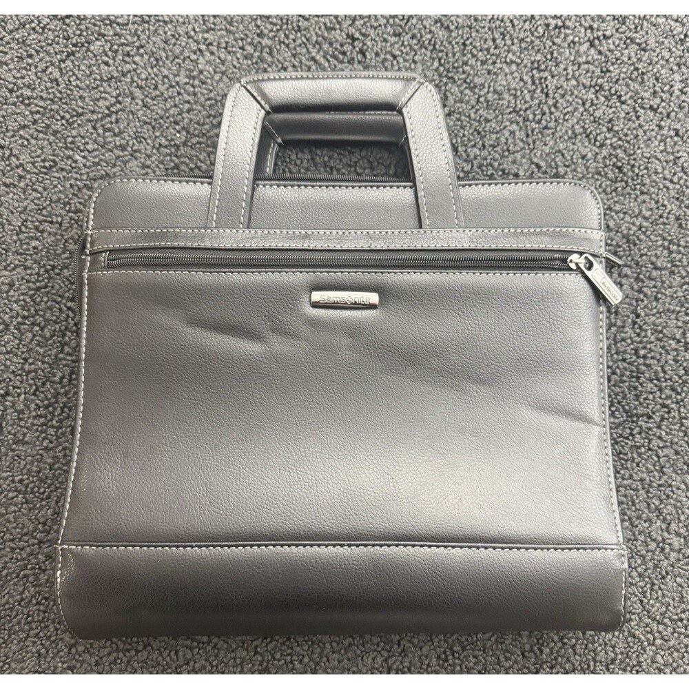 Mint Samsonite Business Portfolio Briefcase Zip Blk Genuine Leather